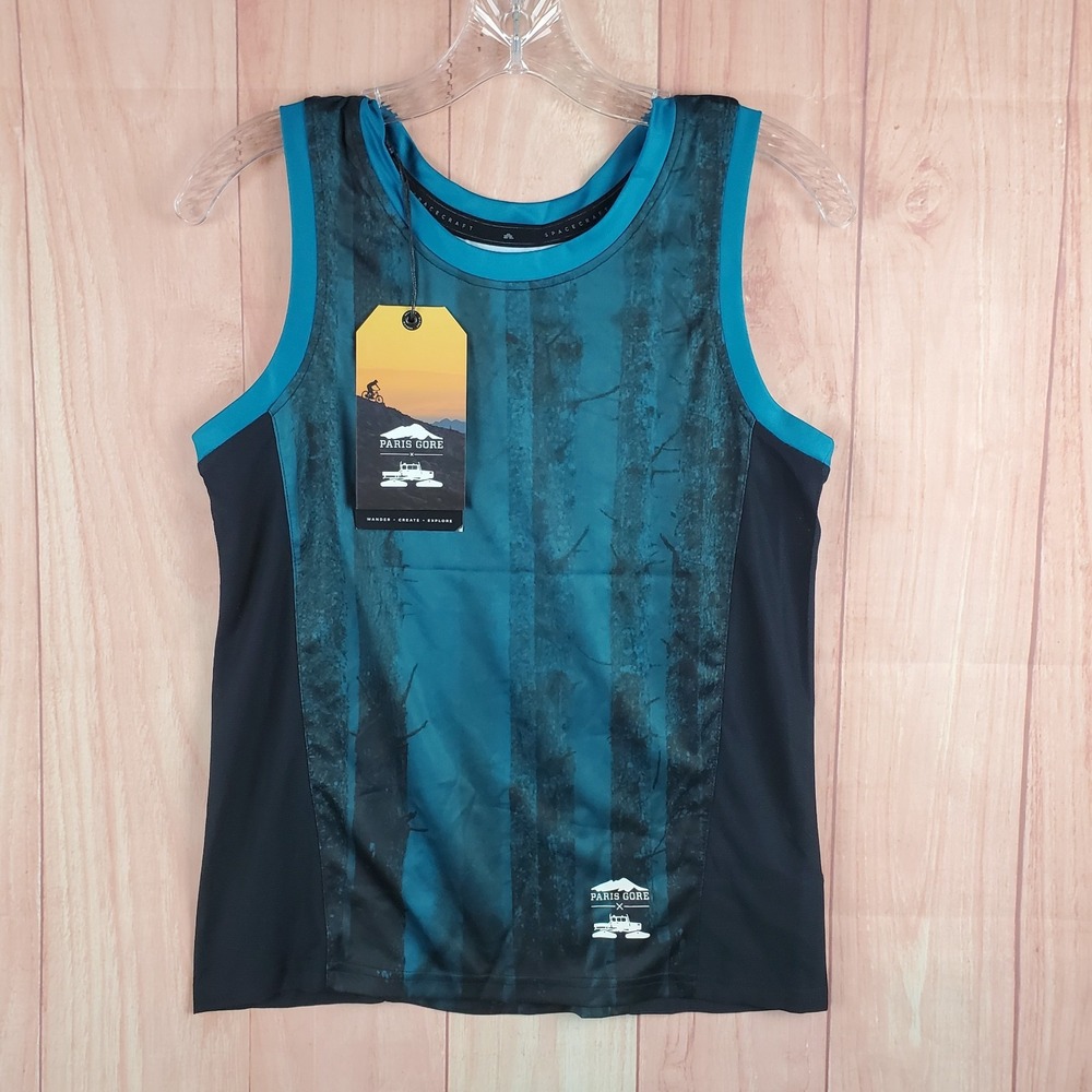 Spacecraft Foggy Forest Tank Top Womens XS Blue Black Paris Gore Space Craft